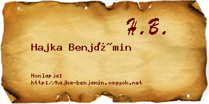 Hajka Benjámin névjegykártya
